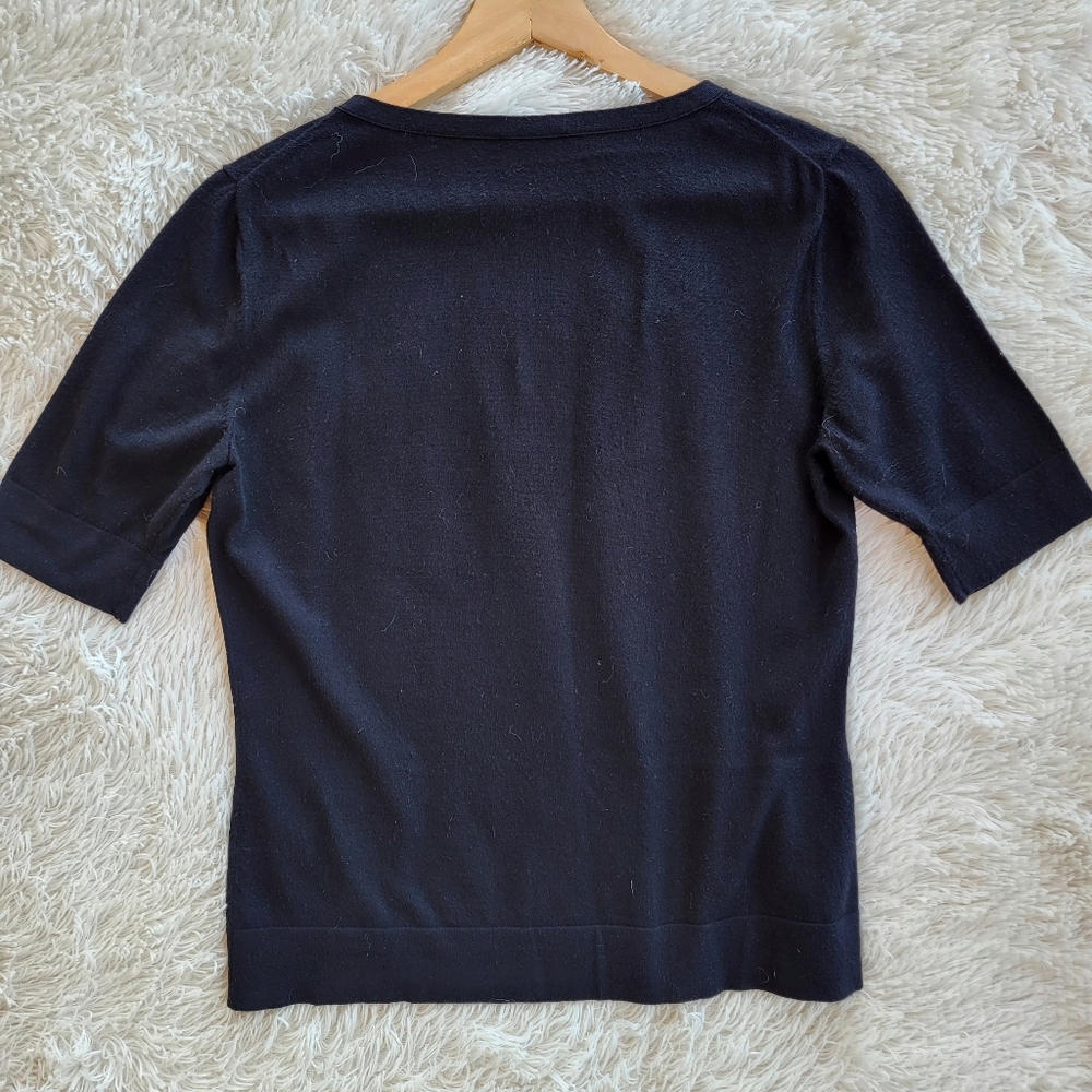 Lafayette 148 Basic Black Knit Short Sleeve Top - Picture 5 of 5